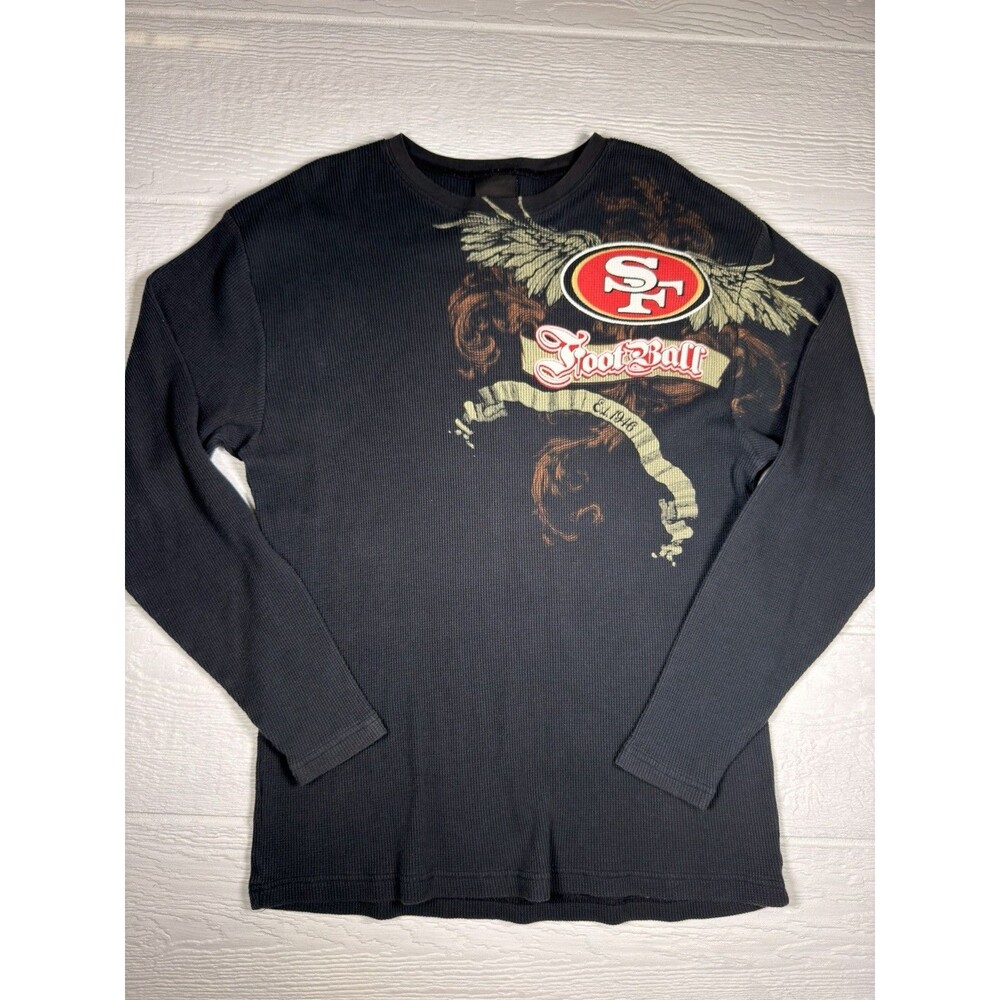 Y2K Reebok San Francisco 49ers Waffle Knit Thermal Long Sleeve Shirt Men L NFL